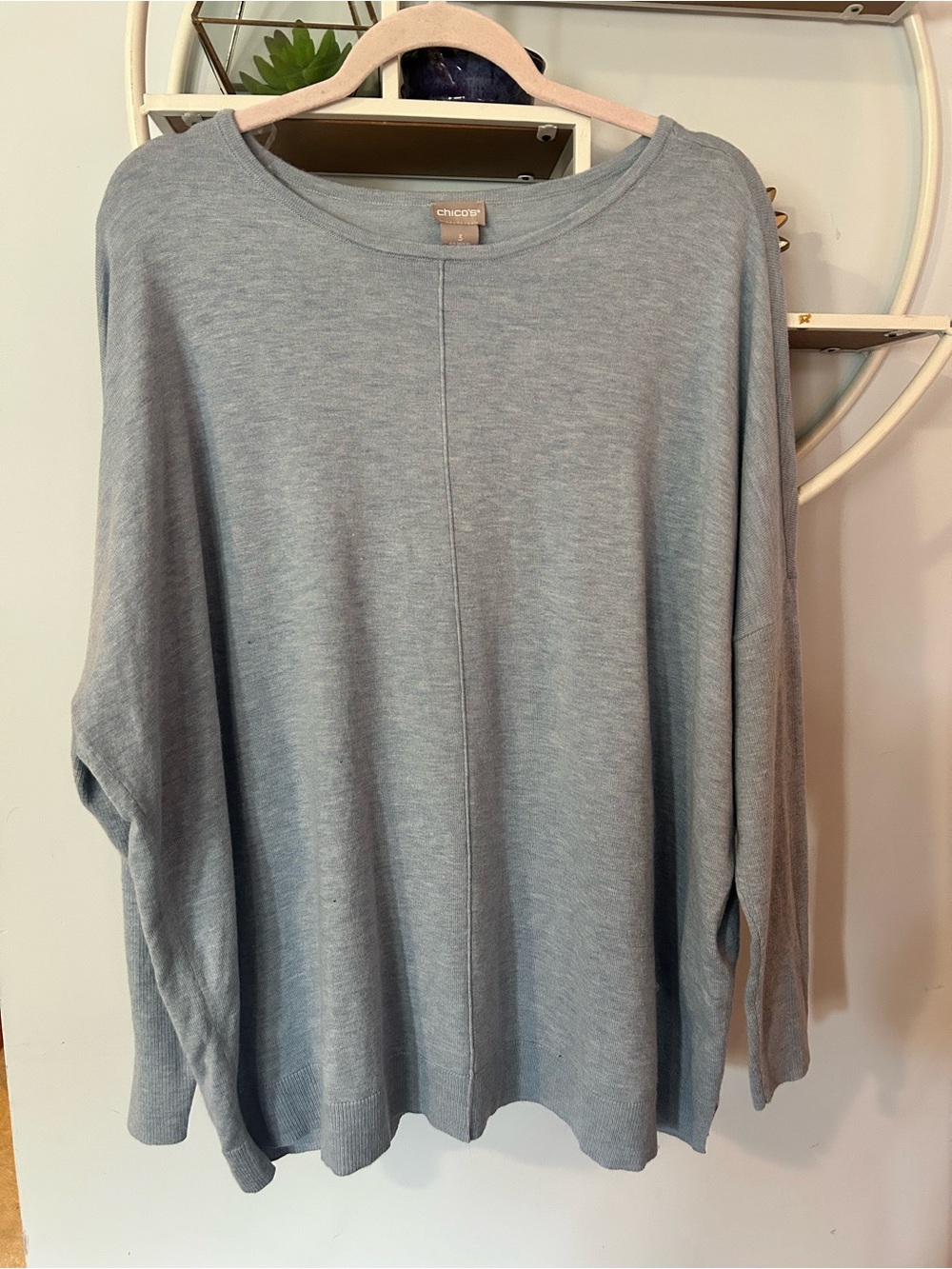 Chico Women’s 3 Large L Blue Sweater Blouse Cashmere Shirt